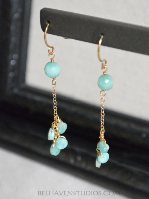 Amazonite Gemstones 14K gold filled dangle earrings